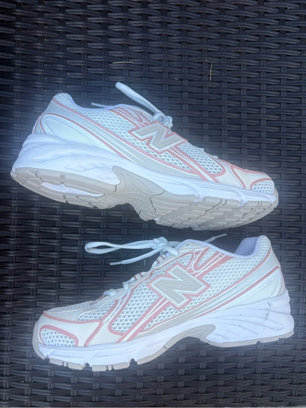 New Balance Women's White Athletic Sneakers with Pink Trim